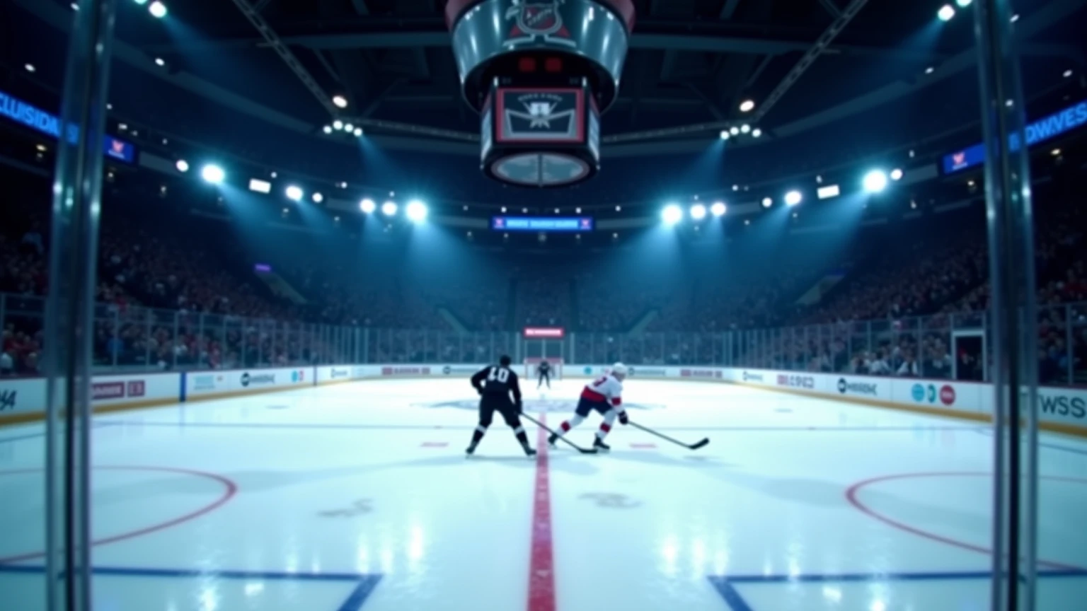 NHL Eishockey-Arena während eines professionellen Spiels mit spannender Atmosphäre